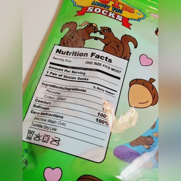 Totally Nuts About You Valentine's Day Adult Unisex Crew Socks Size OSFM - Picture 4 of 4